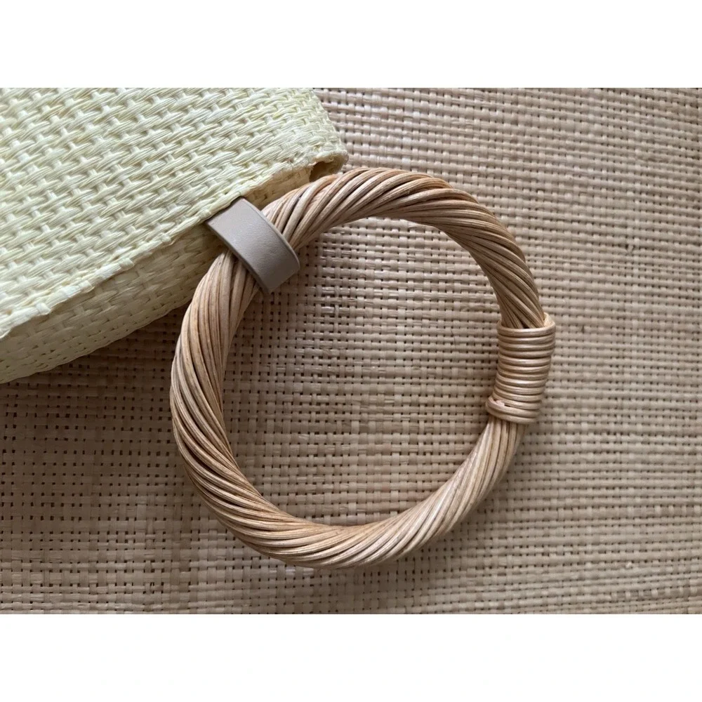 A New Day Straw Bracelet Pouch Clutch Purse Yellow Mini Bag